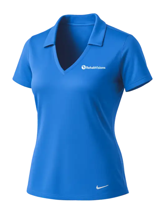 NIKE Carolina Blue Womens Dri-Fit Vertical Mesh Polo w/RehabVisions POST Logo