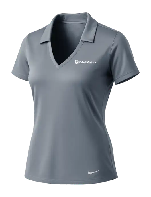 NIKE Medium Grey Womens Dri-Fit Vertical Mesh Polo w/RehabVisions POST Logo
