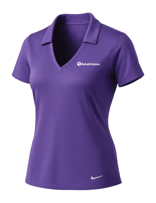 NIKE Purple Womens Dri-Fit Vertical Mesh Polo w/RehabVisions POST Logo