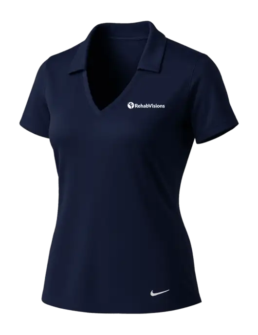 NIKE Dark Navy Womens Dri-Fit Vertical Mesh Polo w/RehabVisions POST Logo