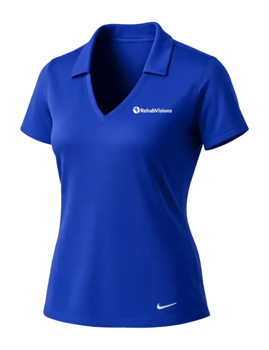NIKE Dark Royal Womens Dri-Fit Vertical Mesh Polo w/RehabVisions POST Logo