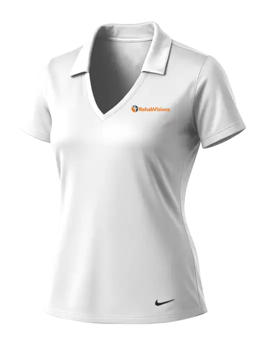 NIKE White Womens Dri-Fit Vertical Mesh Polo w/RehabVisions POST Logo