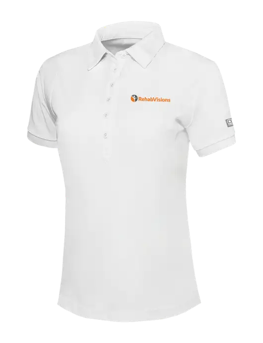 OGIO Womens Bright White Jewel Polo w/RehabVisions POST Logo
