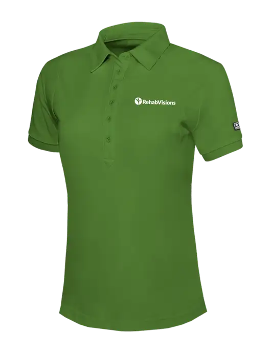 OGIO Womens Dark Kelly Green Jewel Polo w/RehabVisions POST Logo