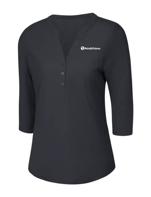 OGIO Charcoal Grey Jewel Henley w/RehabVisions POST Logo