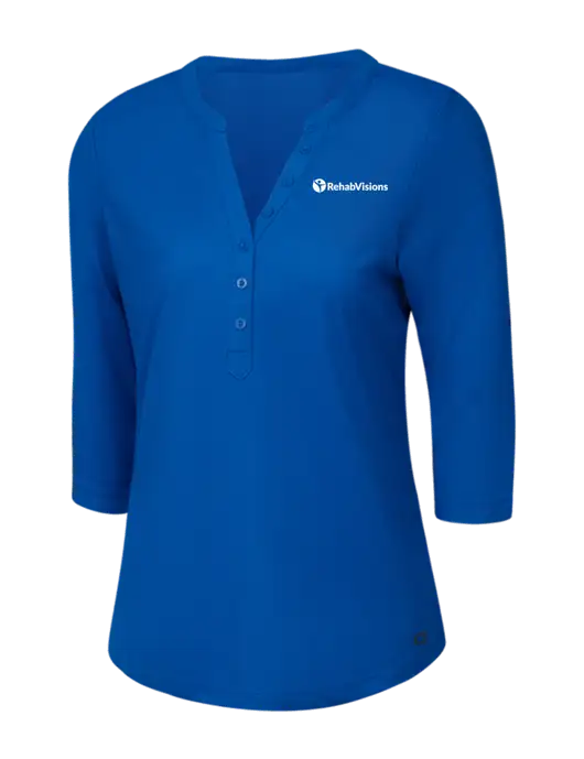 OGIO Royal Blue Jewel Henley w/RehabVisions POST Logo