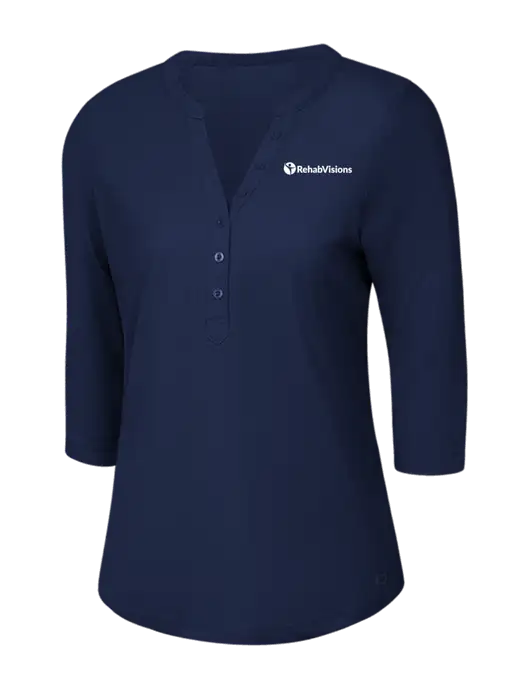 OGIO Navy Jewel Henley w/RehabVisions POST Logo