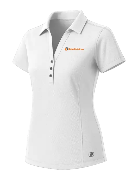OGIO Womens White ONYX Polo w/RehabVisions POST Logo