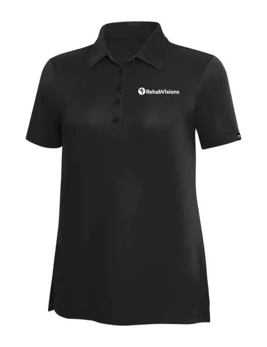 TravisMathew Black Solid Womens Oceanside Polo w/RehabVisions POST Logo
