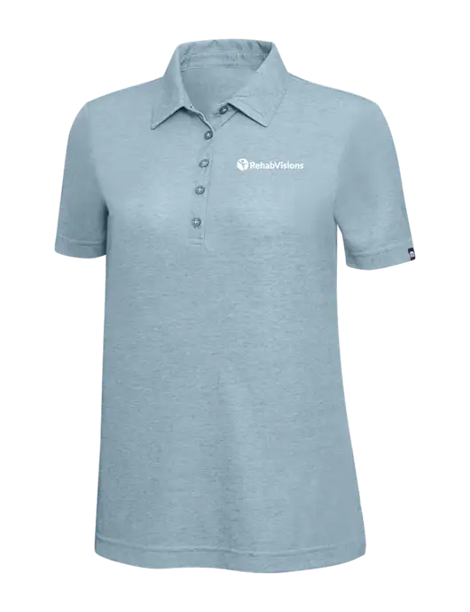 TravisMathew Light Blue Heather Womens  Oceanside Polo w/RehabVisions POST Logo