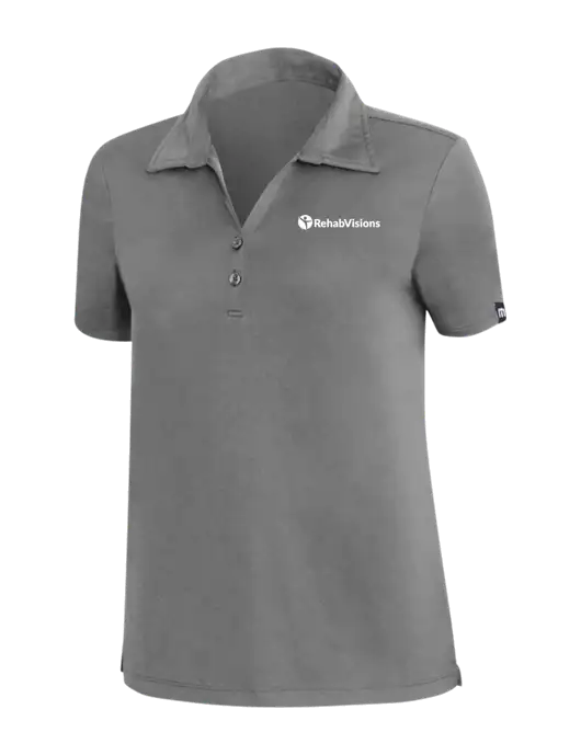 TravisMathew Med Dark Grey Womens Coto Performance Polo w/RehabVisions POST Logo