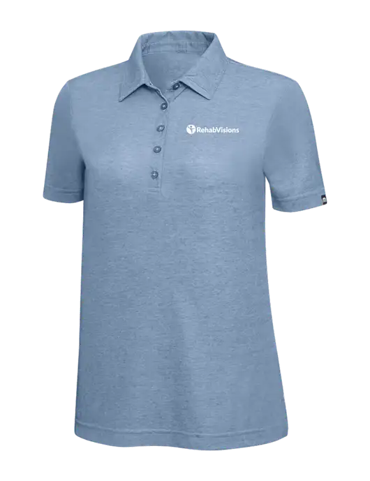 TravisMathew Slate Blue Heather Womens Oceanside Polo w/RehabVisions POST Logo