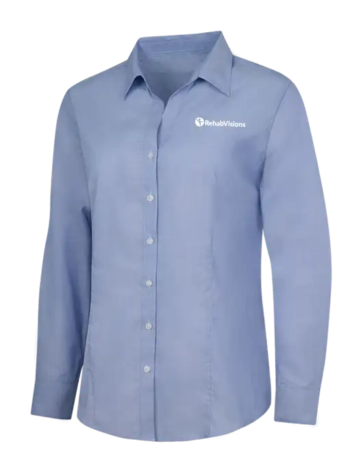 Light Slate Blue Womens Crosshatch Easy Care Shirt w/RehabVisions POST Logo