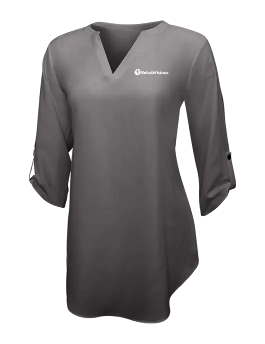 Dark Grey Womens 3/4 Sleeve Tunic Blouse w/RehabVisions POST Logo
