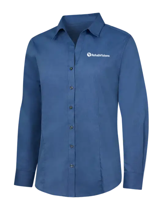 Light Navy Womens Crosshatch Easy Care Shirt w/RehabVisions POST Logo