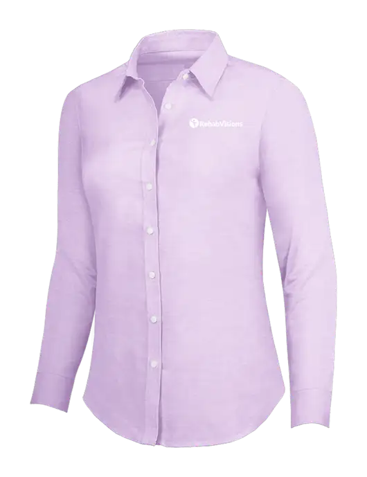 Soft Purple Womens SuperPro Oxford Shirt w/RehabVisions POST Logo