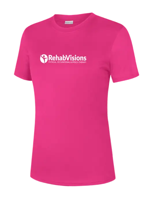   Womens Neon Pink PosiCharge Competitor Tee w/RehabVisions POST Logo