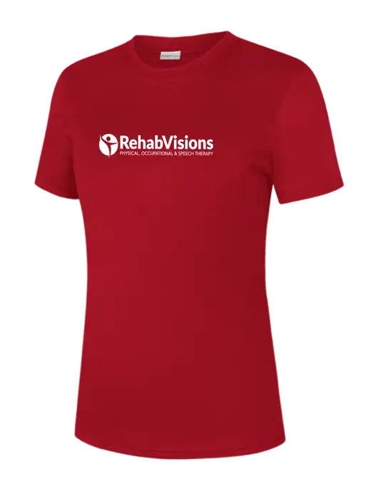  Womens Red PosiCharge Competitor Tee w/RehabVisions POST Logo