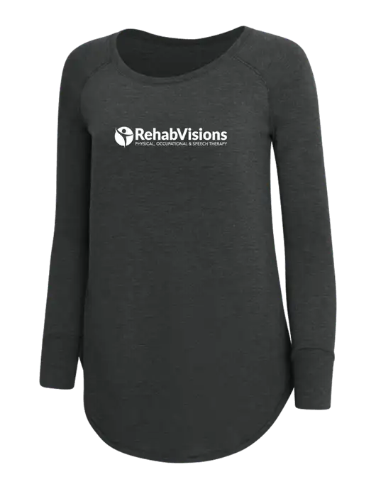 Womens Perfect Wide Collar Tunic Tri-Blend Black Frost 4.5 oz T-Shirt w/RehabVisions POST Logo