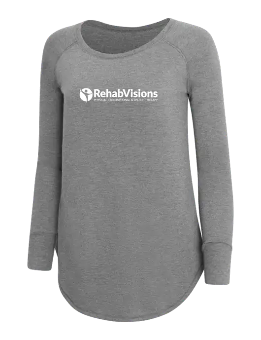 Womens Perfect Wide Collar Tunic Tri-Blend Grey Frost 4.5 oz T-Shirt w/RehabVisions POST Logo