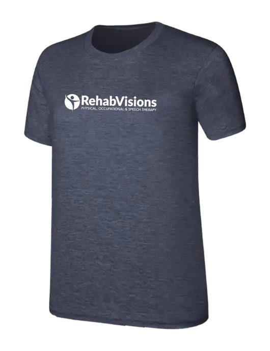 Womens Ring Spun Heather Navy 4.5 oz T-Shirt w/RehabVisions POST Logo