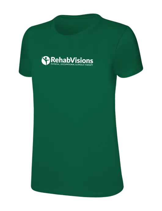 Womens Ring Spun Kelly Green 4.5 oz T-Shirt w/RehabVisions POST Logo