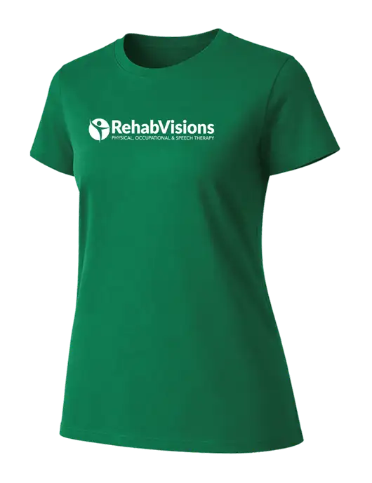 Womens Ring Spun Kelly Green 4.5 oz T-Shirt w/RehabVisions POST Logo