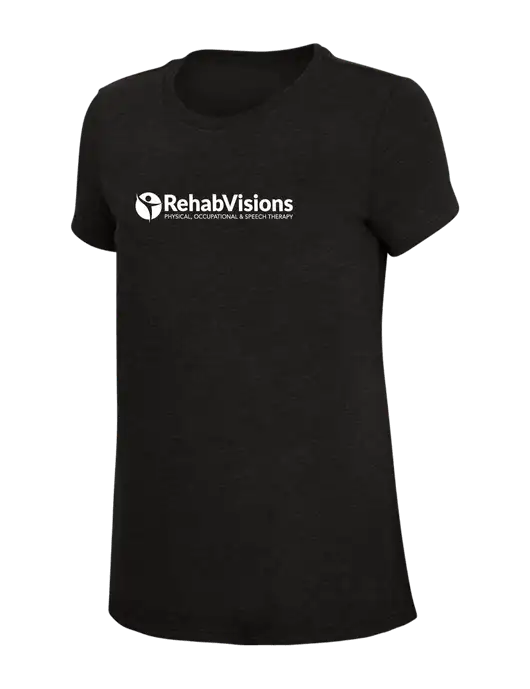 Womens Simply Soft Black 4.5oz Poly/Combed Ring Spun Cotton T-Shirt w/RehabVisions POST Logo