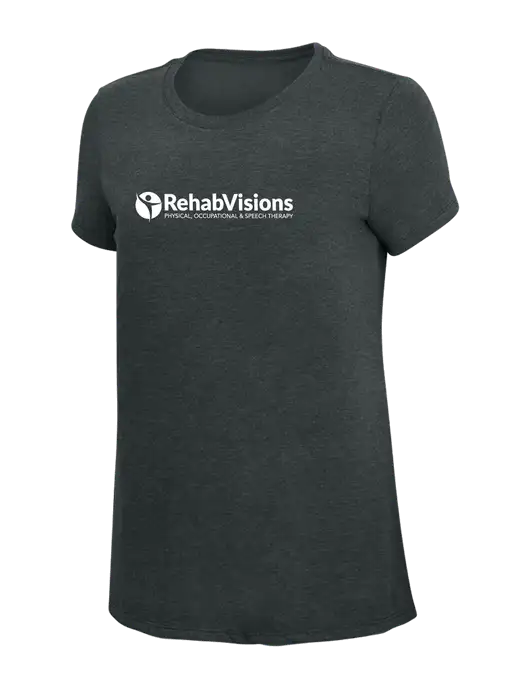 Womens Simply Soft Black Frost 4.5oz Poly/Combed Ring Spun Cotton T-Shirt w/RehabVisions POST Logo