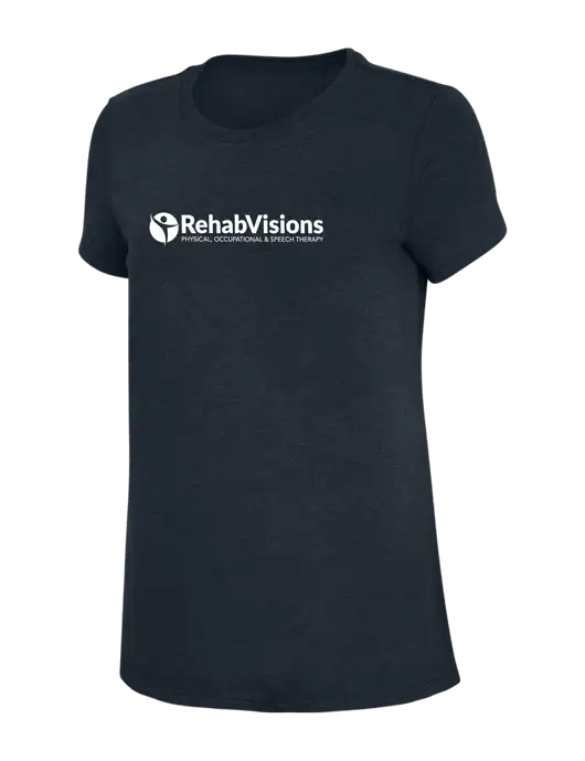 Womens Simply Soft Navy 4.5oz Poly/Combed Ring Spun Cotton T-Shirt w/RehabVisions POST Logo