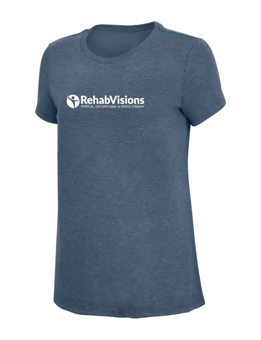 Womens Simply Soft Navy Frost 4.5oz  Poly/Combed Ring Spun Cotton T-Shirt w/RehabVisions POST Logo
