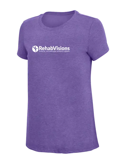 Womens Simply Soft Purple Frost 4.5oz  Poly/Combed Ring Spun Cotton T-Shirt w/RehabVisions POST Logo