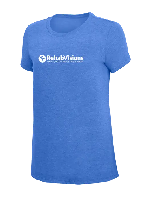 Womens Simply Soft Royal Frost 4.5oz  Poly/Combed Ring Spun Cotton T-Shirt w/RehabVisions POST Logo