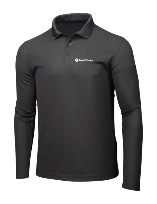 OGIO Charcoal Grey Caliber 2.0 Long Sleeve Polo w/RehabVisions POST Logo