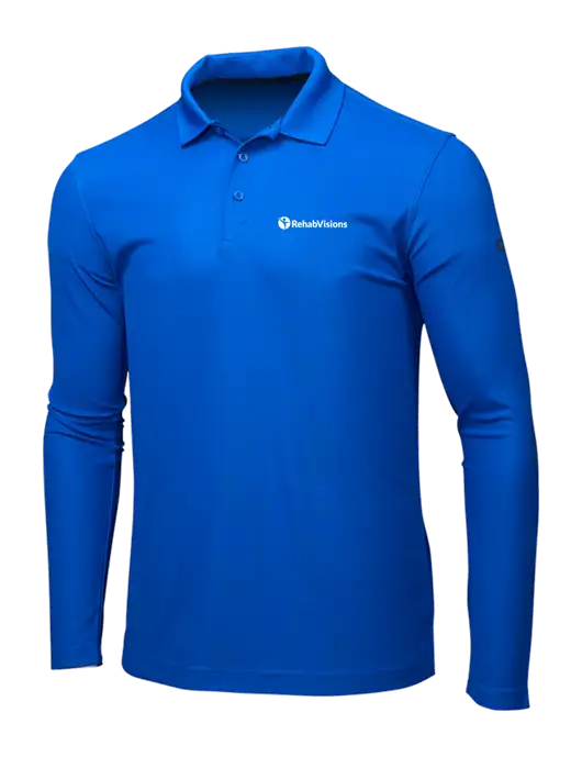 OGIO Royal Blue Caliber 2.0 Long Sleeve Polo w/RehabVisions POST Logo