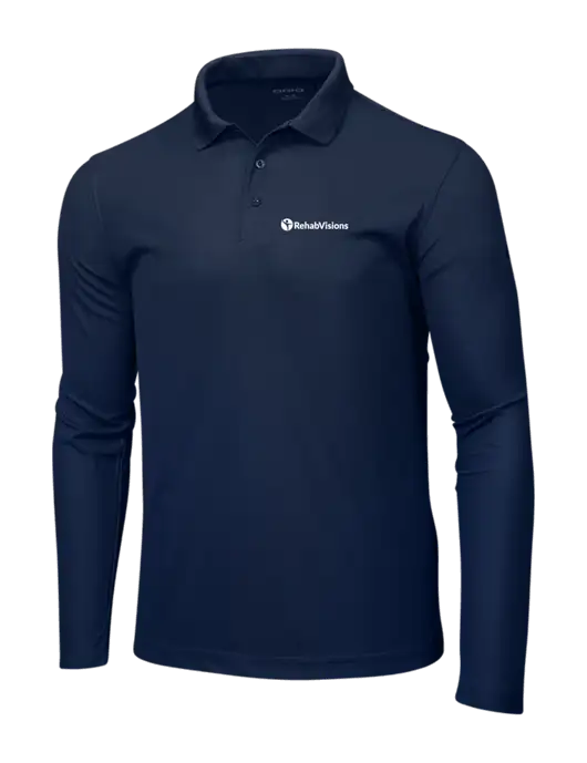 OGIO Navy Caliber 2.0 Long Sleeve Polo w/RehabVisions POST Logo