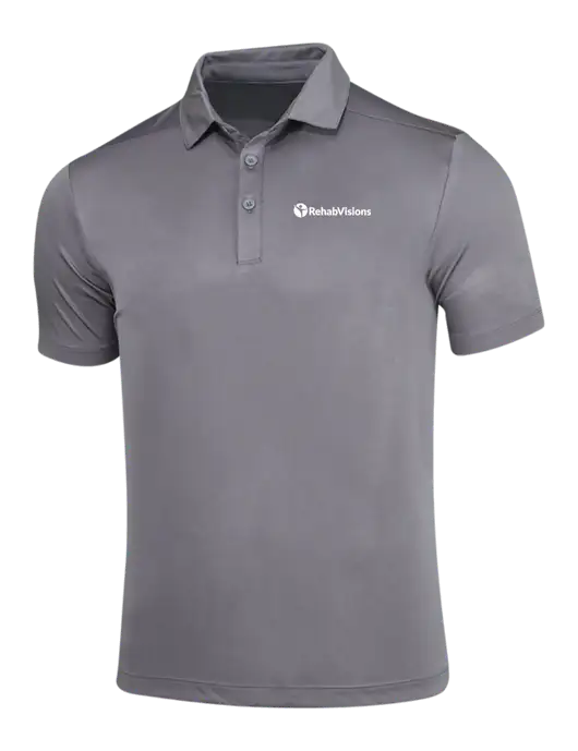 Dark Smoke Grey Posi-UV Pro Polo w/RehabVisions POST Logo