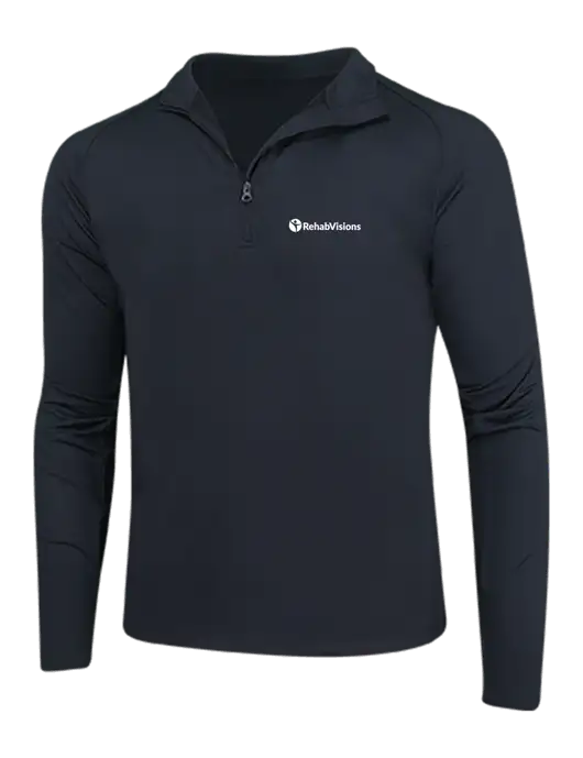 Black Sport Wick Stretch 1/4 Zip Pullover w/RehabVisions POST Logo