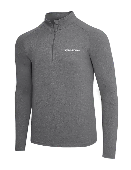 Dark Grey Heather Sport Wick Stretch 1/4 Zip Pullover w/RehabVisions POST Logo