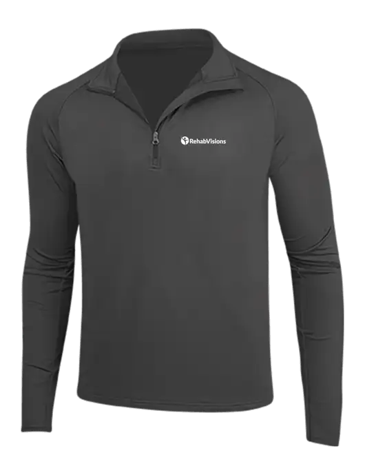 Charcoal Grey Sport Wick Stretch 1/4 Zip Pullover w/RehabVisions POST Logo