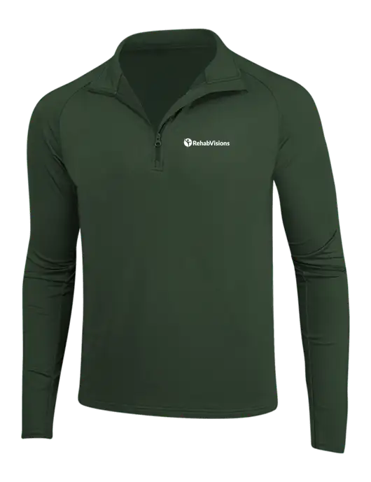 Dark Green Sport Wick Stretch 1/4 Zip Pullover w/RehabVisions POST Logo