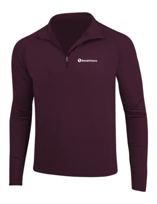 Maroon Sport Wick Stretch 1/4 Zip Pullover w/RehabVisions POST Logo
