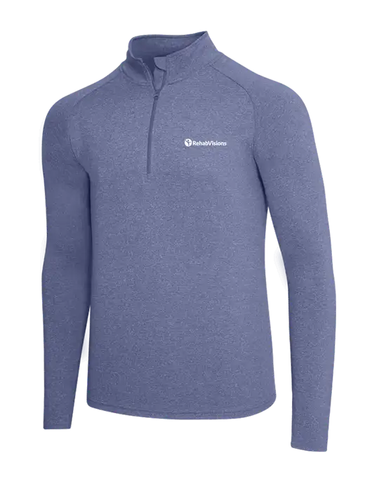 Navy Heather Sport Wick Stretch 1/4 Zip Pullover w/RehabVisions POST Logo