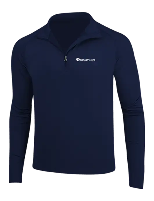 Navy Sport Wick Stretch 1/4 Zip Pullover w/RehabVisions POST Logo