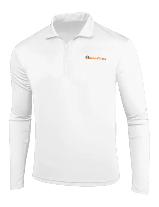 White PosiCharge Competitor 1/4 Zip Pullover w/RehabVisions POST Logo