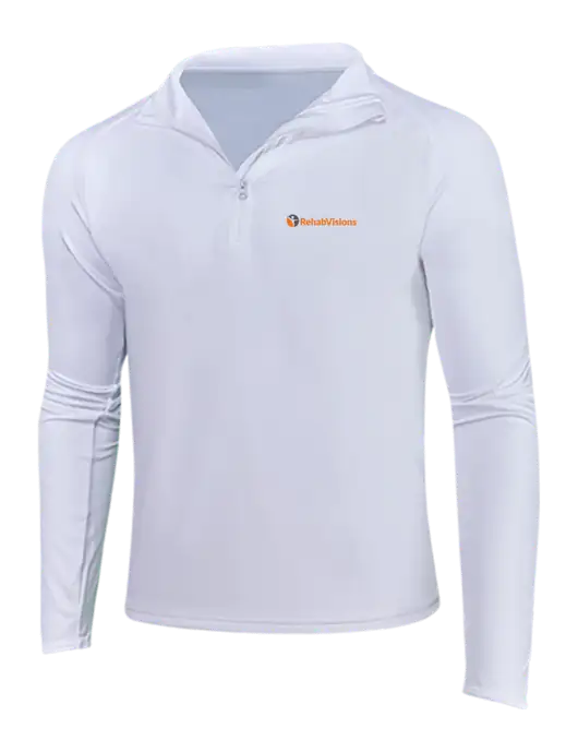 White Sport Wick Stretch 1/4 Zip Pullover w/RehabVisions POST Logo