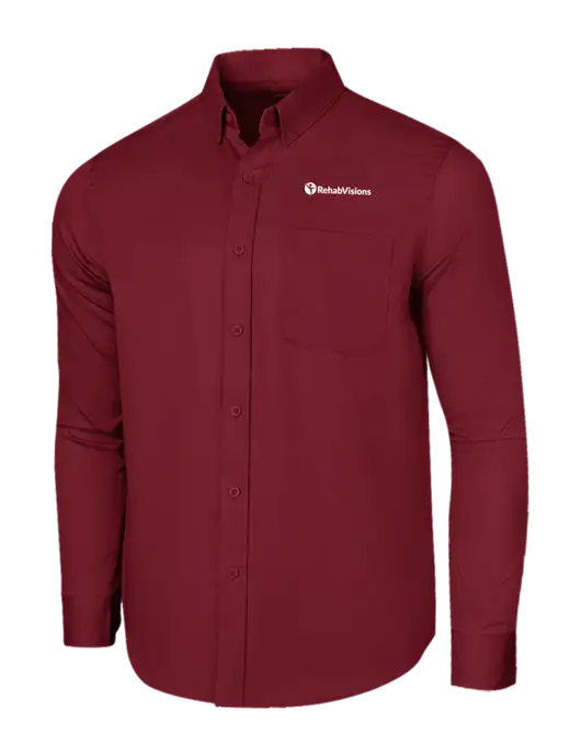 Long Sleeve Maroon Superpro React Twill Shirt w/RehabVisions POST Logo