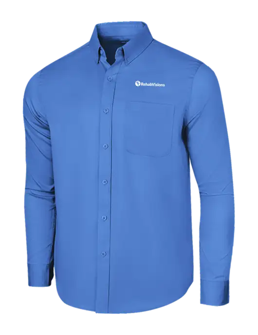 Long Sleeve Dark Carolina Blue Superpro React Twill Shirt w/RehabVisions POST Logo