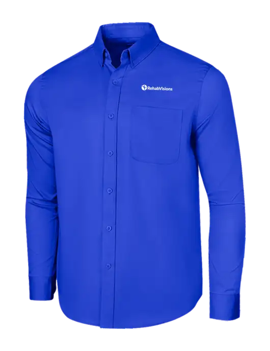 Long Sleeve Dark Royal Superpro React Twill Shirt w/RehabVisions POST Logo