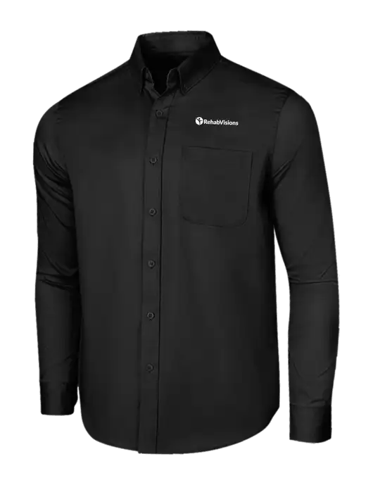 Long Sleeve Deep Black Superpro React Twill Shirt w/RehabVisions POST Logo